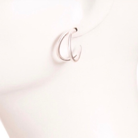 Lucky Brand Silver Tone Double Split Earrings - Picture 2 of 7